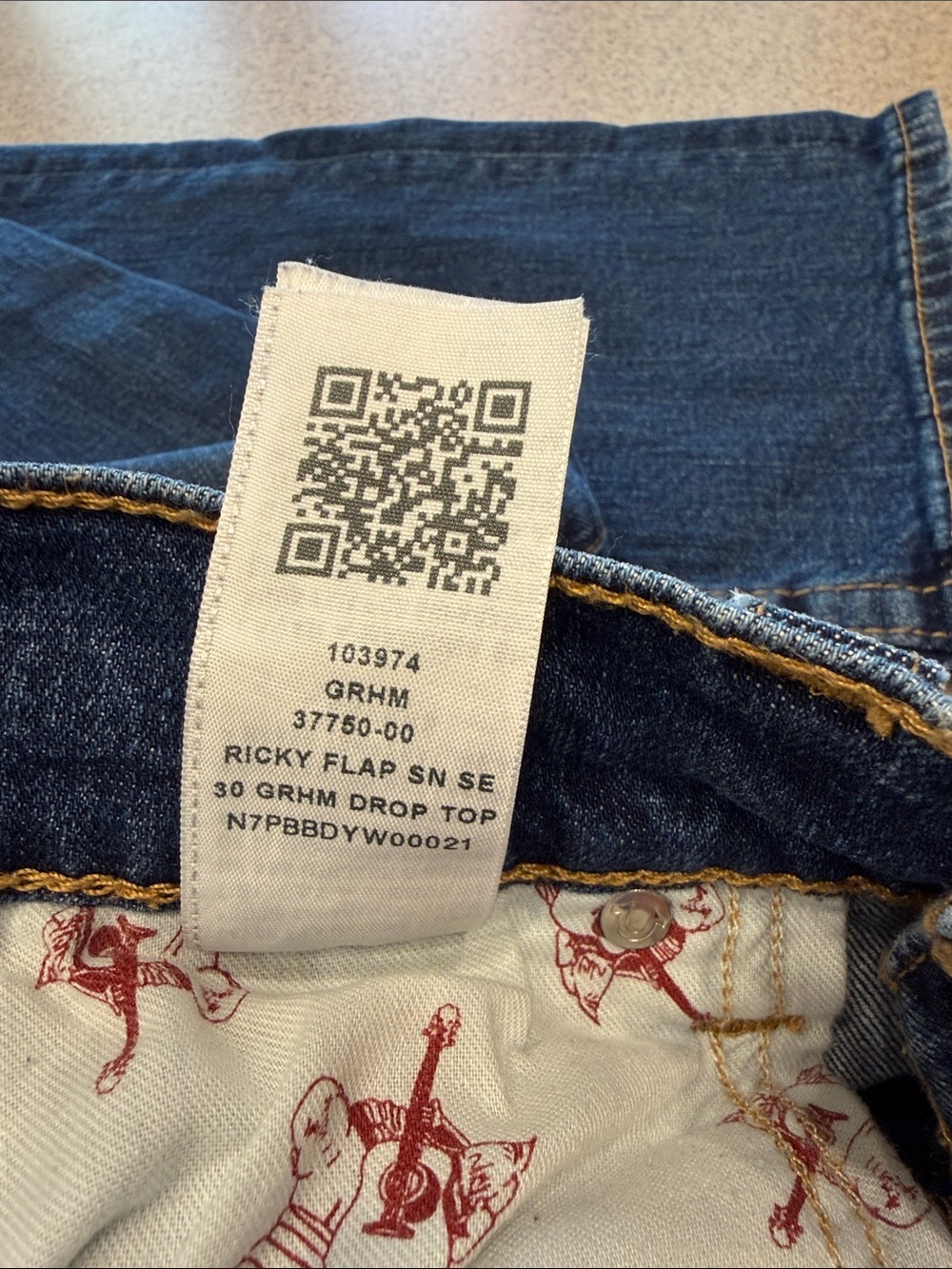 True Religion Two-Tone Blue Denim Jeans Ricky Relaxed Straight 32X31 - Picture 13 of 14